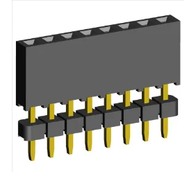 2.00mm PCB Socket Single Row Dual Body Elevated Straight Dip Type.